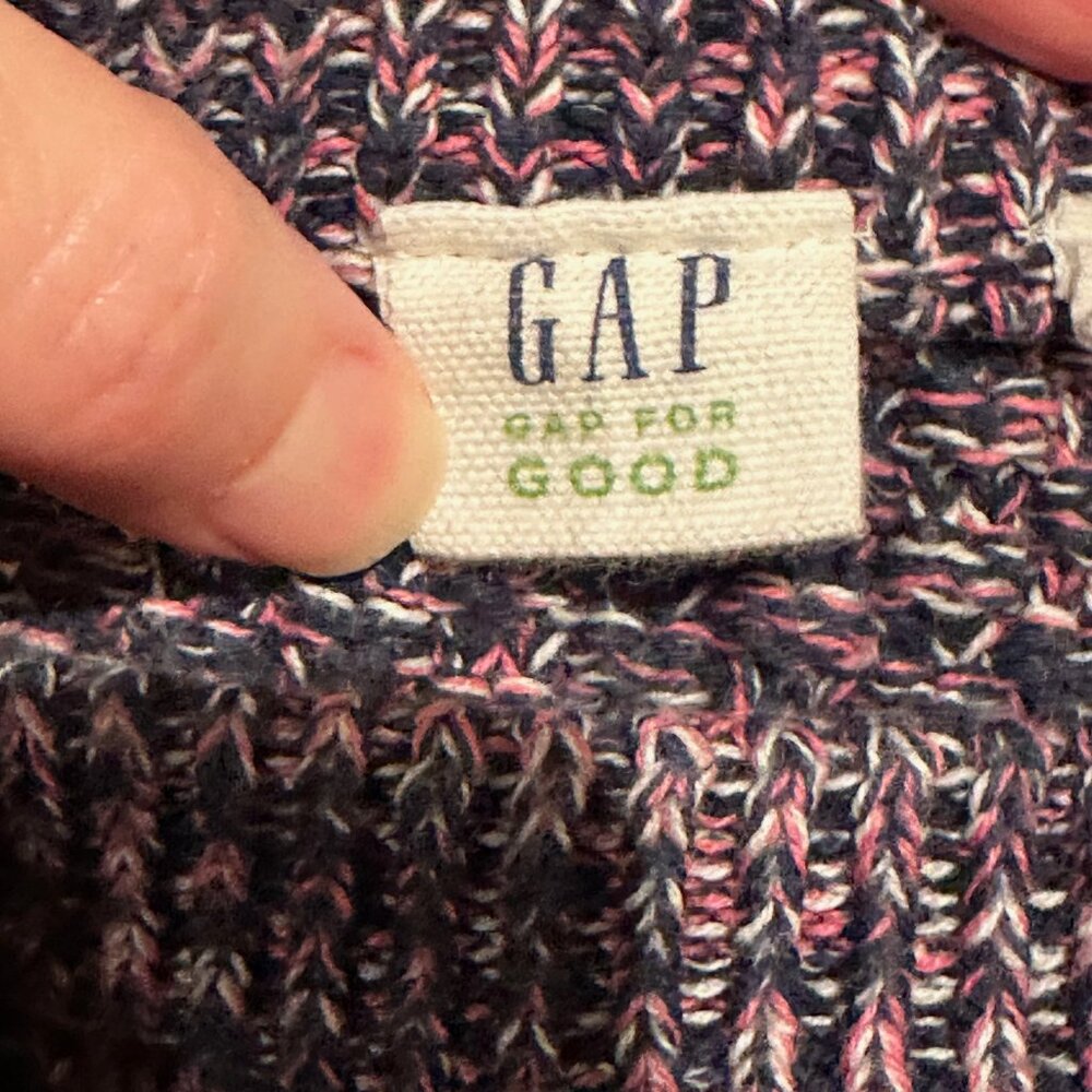 Gap Crochet Sweater Women's Size S Navy/Pink/White EUC - Picture 3 of 5